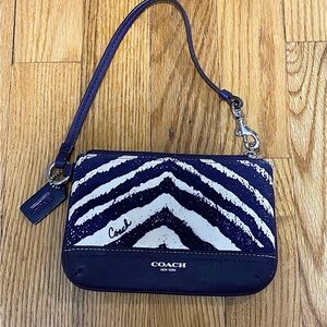 Coach Zebra Print Wristlet in Purple and White